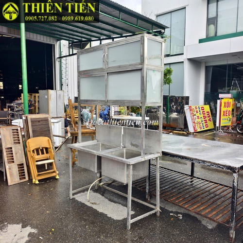 Bồn rửa đôi kèm kệ (6)