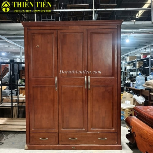 Tủ quần áo 3 cánh gỗ cao su (4)