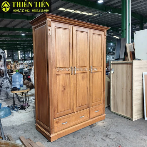 Tủ quần áo 3 cánh gỗ xoan đào (3)