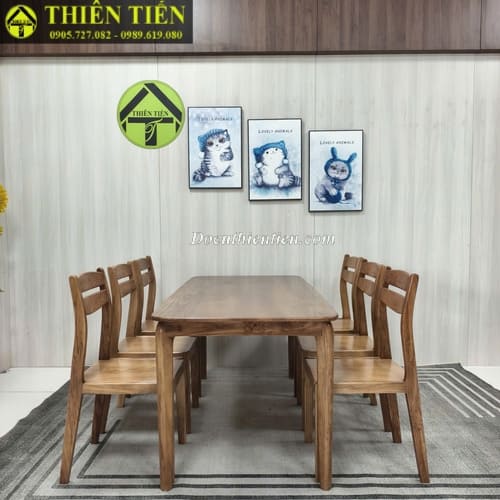 Bộ bàn ăn 6 ghế gỗ sồi nâu nhạt (2)