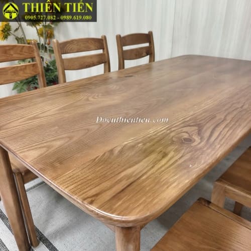 Bộ bàn ăn 6 ghế gỗ sồi nâu nhạt (4)