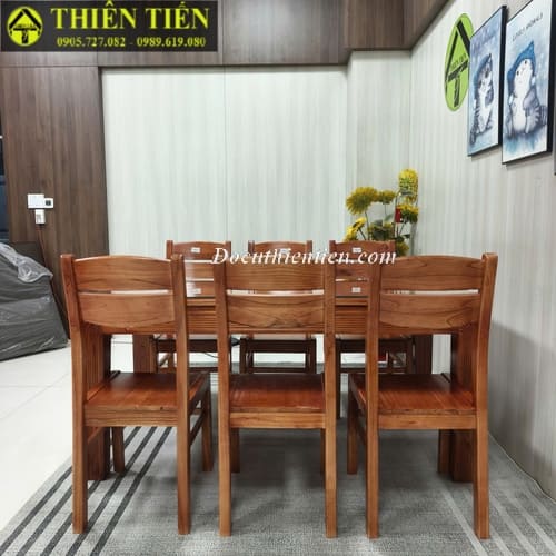 Bộ bàn ăn 6 ghế gỗ xoan ta lưng cong (1)