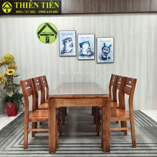 Bộ bàn ăn 6 ghế gỗ xoan ta lưng cong (2)