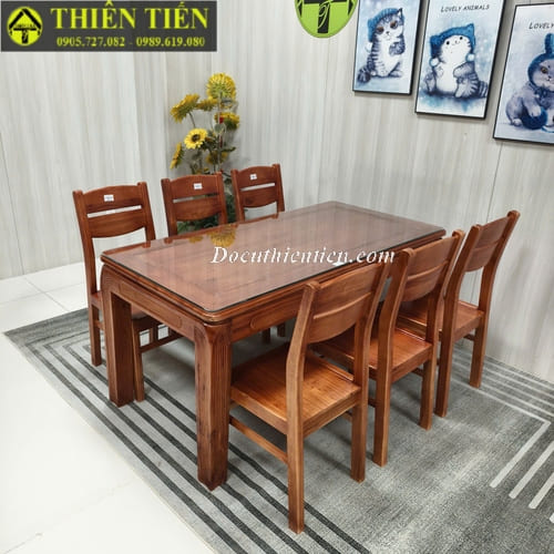 Bộ bàn ăn 6 ghế gỗ xoan ta lưng cong (3)