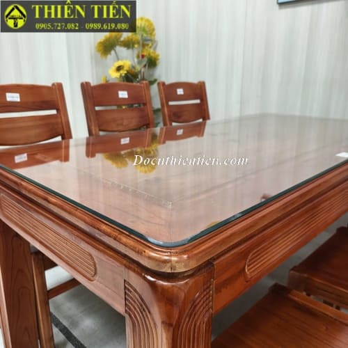 Bộ bàn ăn 6 ghế gỗ xoan ta lưng cong (4)