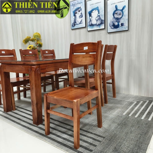 Bộ bàn ăn 6 ghế gỗ xoan ta lưng cong (5)