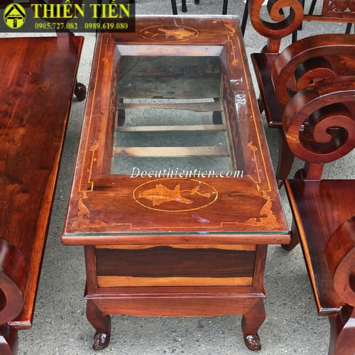 Bộ salon gỗ hương tay cuốn (1)