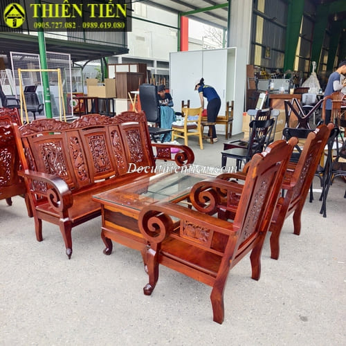 Bộ salon gỗ hương tay cuốn (3)