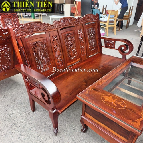 Bộ salon gỗ hương tay cuốn (4)