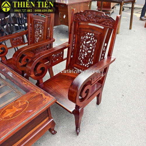 Bộ salon gỗ hương tay cuốn (5)