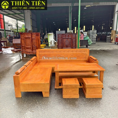 Bộ salon góc L gỗ sồi (1)