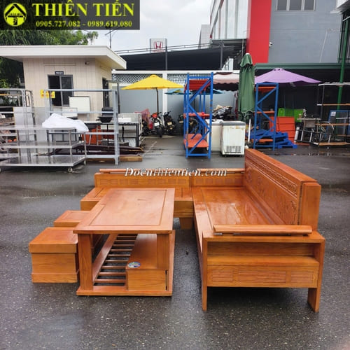Bộ salon góc L gỗ sồi (3)