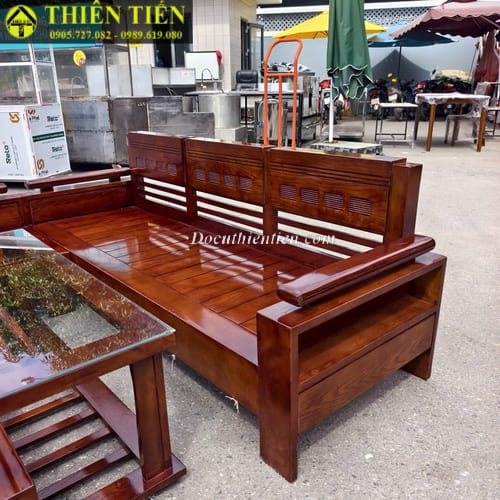 Bộ salon góc L gỗ sồi màu óc chó (3)