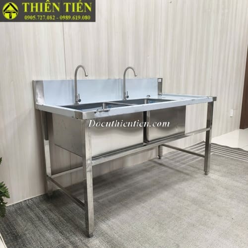 Bồn rửa đôi có chờ 304 (3)