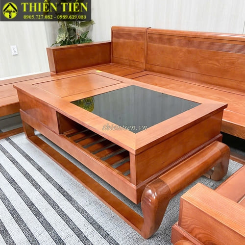 Salon góc L chân cong NÂU ĐỎ góc PHẢI (2)