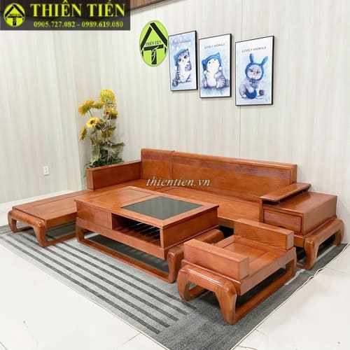 Salon góc L chân cong NÂU ĐỎ góc PHẢI (5)