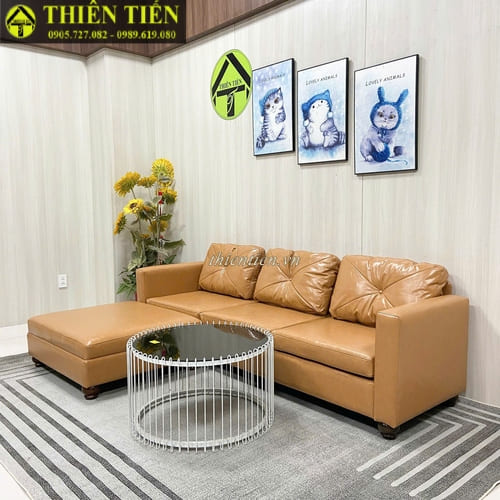 sofa góc L da bò nhạt 2m2 (2)