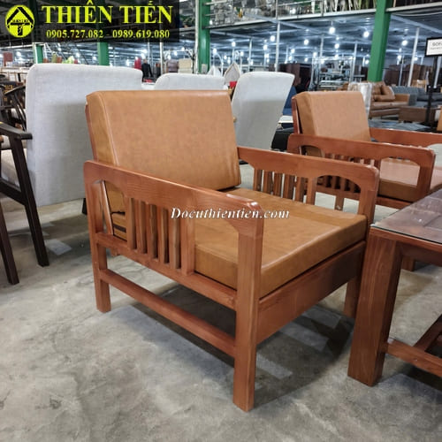 Bộ salon gỗ sồi có nệm (2)