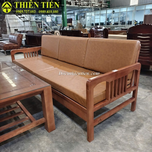 Bộ salon gỗ sồi có nệm (4)