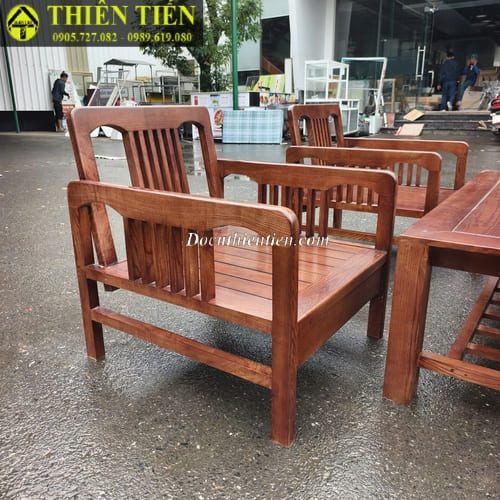 Bộ salon gỗ sồi óc chó (k nệm) (2)