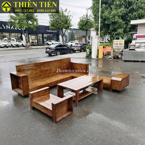 Bộ salon góc L màu óc chó (2)