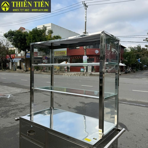 Tủ bán hàng 1m inox 2 tầng kính (2)