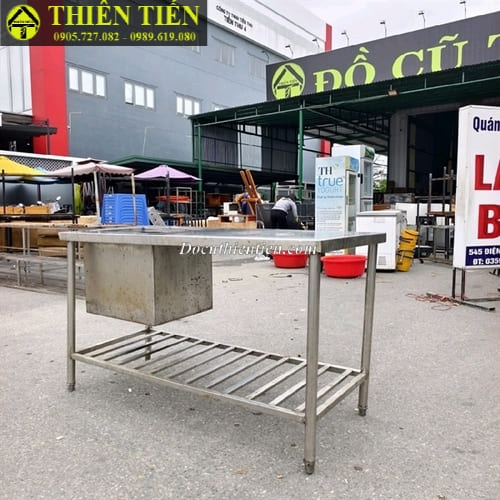 Bàn bếp inox kèm thùng đá (2)