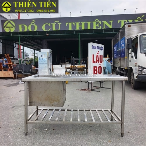 Bàn bếp inox kèm thùng đá (4)