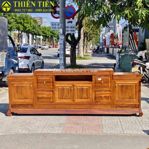 Kệ tivi 2m4 gỗ hương xám (2)