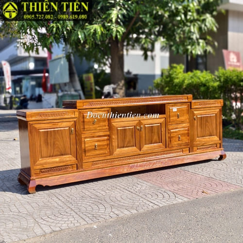 Kệ tivi 2m4 gỗ hương xám (3)