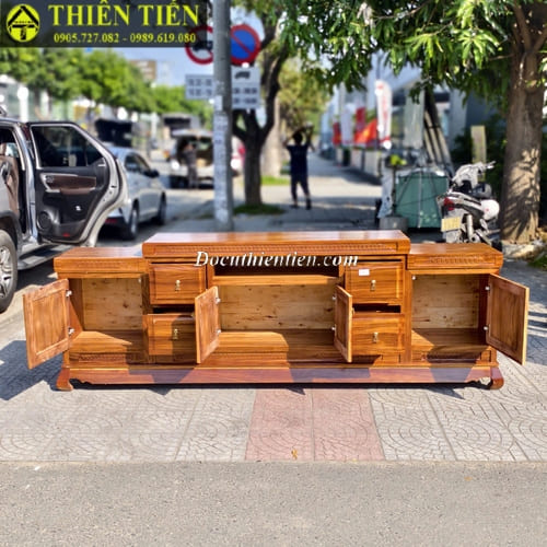 Kệ tivi 2m4 gỗ hương xám (4)