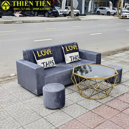 Ghế sofa tay vuông kèm đôn xanh (3)