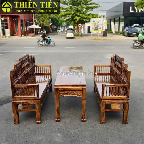 Bộ salon trường kỷ tam cấp gỗ lim (1)