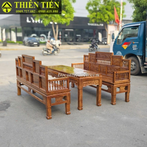 Bộ salon trường kỷ tam cấp gỗ lim (3)