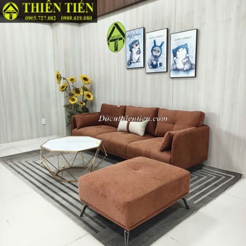 Sofa góc L nệm nỉ nệm cam (k bàn) (4)
