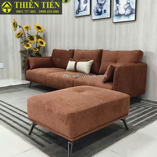 Sofa góc L nệm nỉ nệm cam (k bàn) (5)