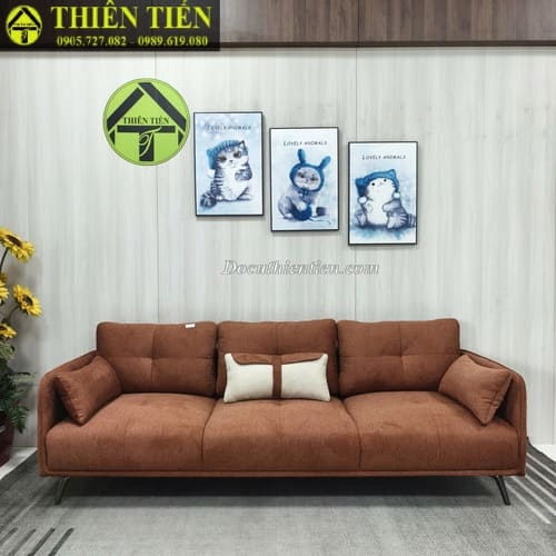 Sofa góc L nệm nỉ nệm cam (k bàn) (6)