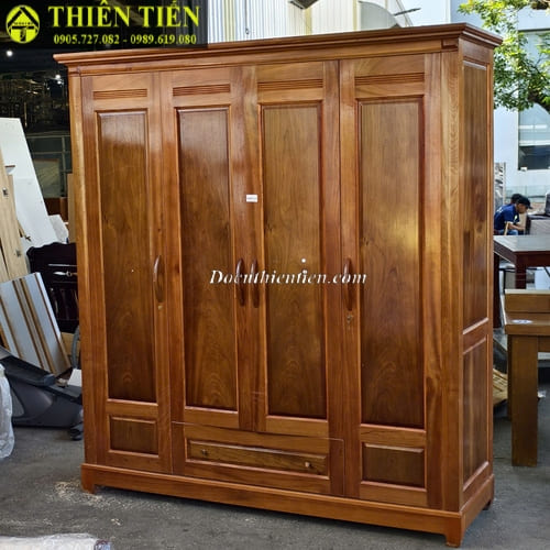 Tủ quần áo 4 cánh gỗ xoan đào (5)