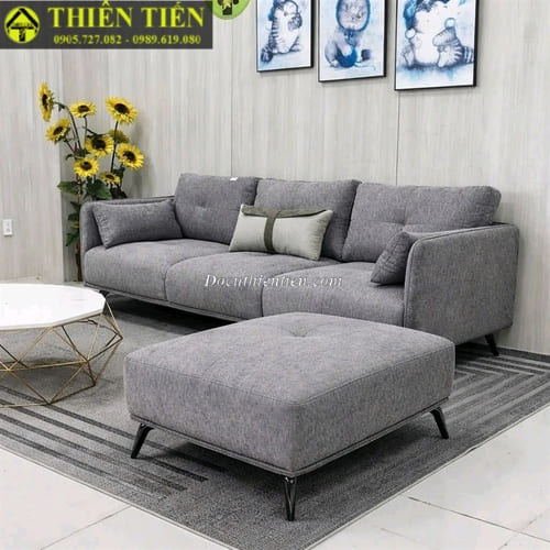 HL-Sofa góc L nệm nỉ xám (k bàn) (Hàng mới) (1)