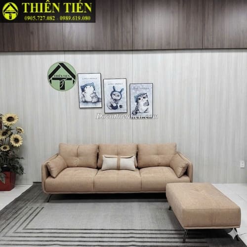 Sofa góc L nệm nỉ nâu nhạt(k bàn)(Hàng mới) (1)