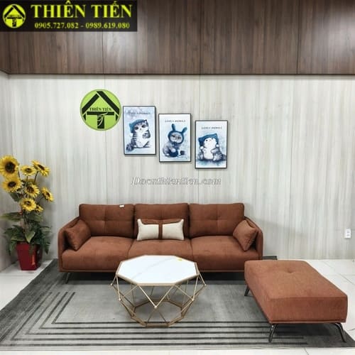 Sofa góc L nệm nỉ nệm cam(k bàn)(Hàng mới) (1)