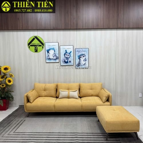 Sofa góc L nệm nỉ vàng(k bàn)(Hàng mới) (1)