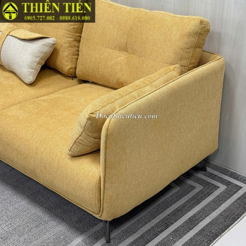 Sofa góc L nệm nỉ vàng(k bàn)(Hàng mới) (3)