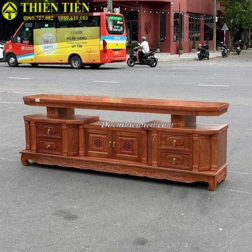 Kệ tivi 2m2 gỗ xoan đào- 1 (1)