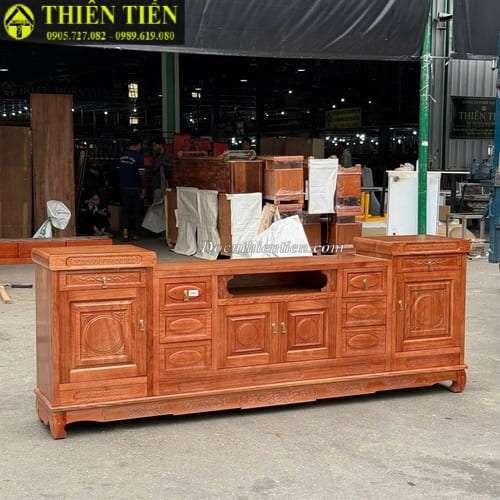 Kệ tivi 2m4 gỗ xoan đào (2)