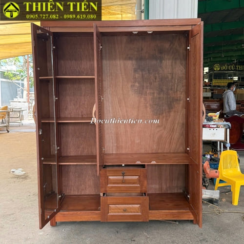 Tủ quần áo 3 cánh gỗ xoan đào (4)