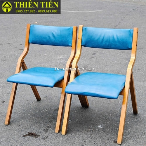 Ghế xếp gỗ nệm da (1)
