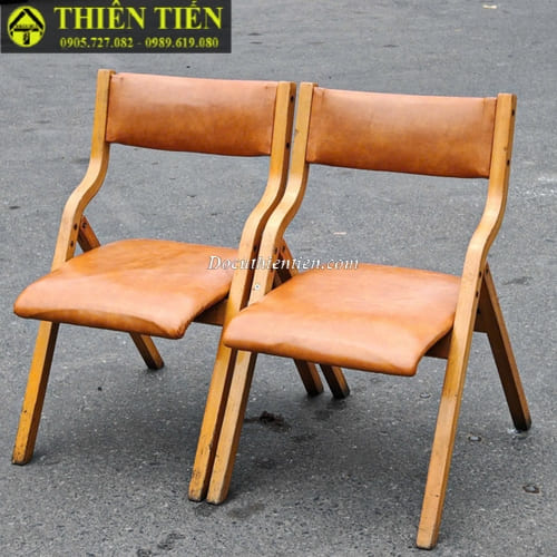 Ghế xếp gỗ nệm da (4)