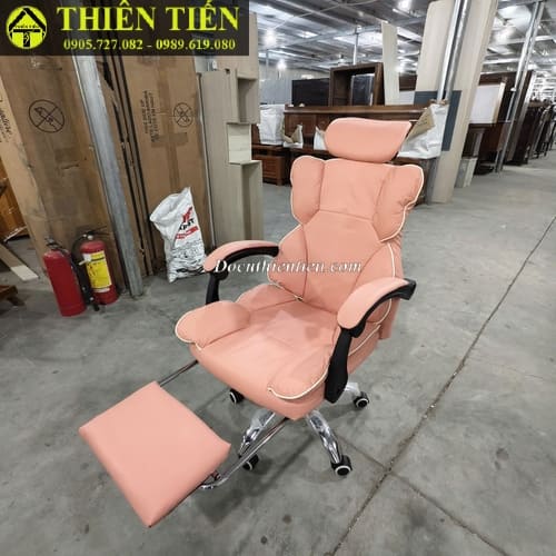 Ghế xoay da có tựa đầu hồng (3)
