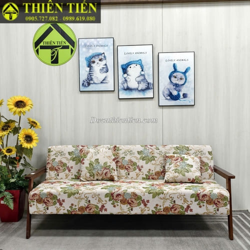 HL-Sofa bed khung gỗ sồi hoa lá (Hàng mới) (2)